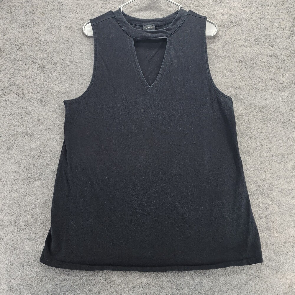 Torrid Shirt Womens Size 3 Sleeveless Black V Neck